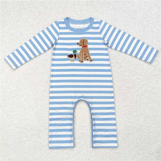 5.13 RTS NO MOQ Baby Boys Bodysuit LR1644 Dog Duck Long Sleeve Stripes Rompers
