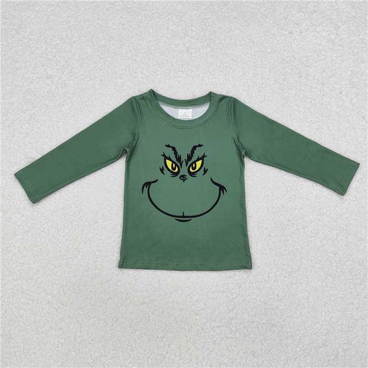 RTS NO MOQ Baby Boys Long Sleeve BT0725 Christmas Green Tee Shirts Tops