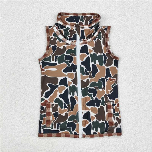 RTS NO MOQ Summer Baby Boys Shirt BT0856 Sleeveless Camo Hunting Zip Tops Vests