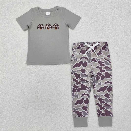 RTS NO MOQ Baby Boys Summer Sets BSPO0482 Thanksgiving Turkey Top Camo Pants Clothes Sets