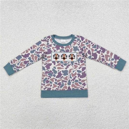 RTS NO MOQ Baby Boys Long Sleeve BT0863 Thanksgiving Camo Turkey Tee Shirts Tops