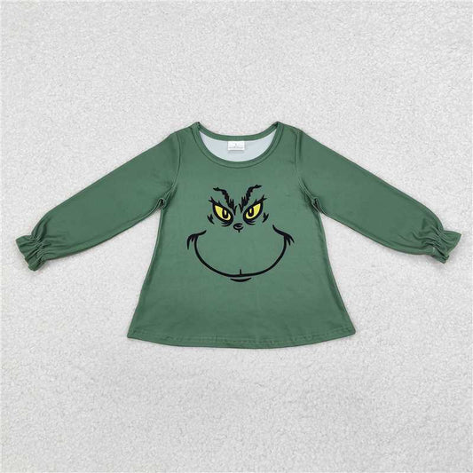 RTS NO MOQ Baby Girls Long Sleeve GT0610 Christmas Green Tunic Tops