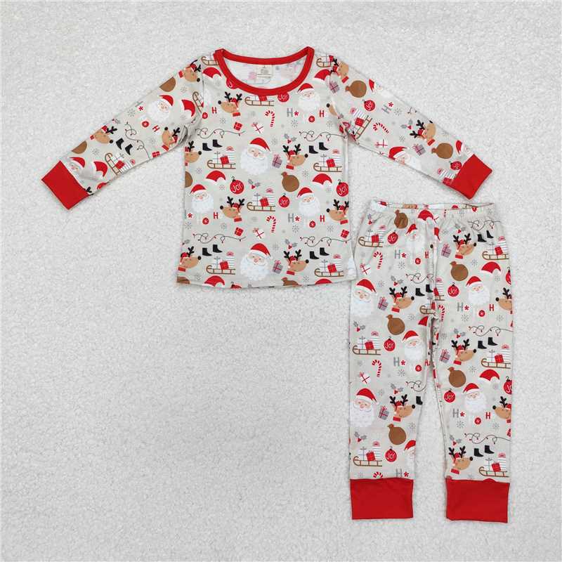 BLP0662  Baby Boys Christmas Santa Deer Shirt Pants Pajamas Clothes Sets