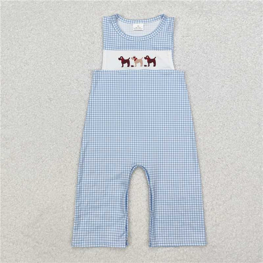 RTS NO MOQ Baby Boys Summer Bodysuit SR1868 Three Dogs Sleeveless Straps Rompers