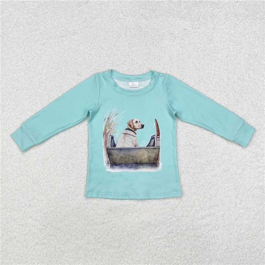 RTS NO MOQ Baby Boys Long Sleeve BT0896 Dog Hunting Fishing Tops
