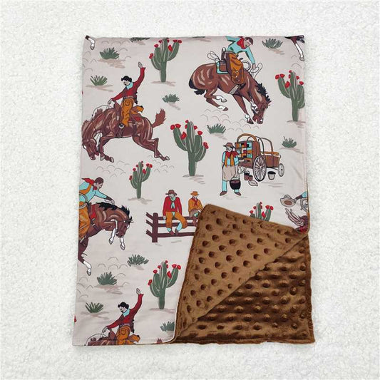 RTS NO MOQ Baby Kids Carpet BL0069 western Brown Rodeo Cactus blankets