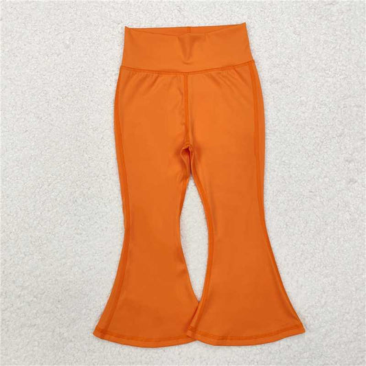 RTS NO MOQ Baby Girls Long Pants P0684 Orange Yoga Active Wear Bell Bottom Pants