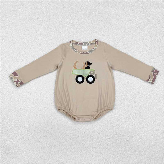 5.13 RTS NO MOQ Baby Boys Bodysuit LR1825 Hunting Deer Dog Truck Rompers