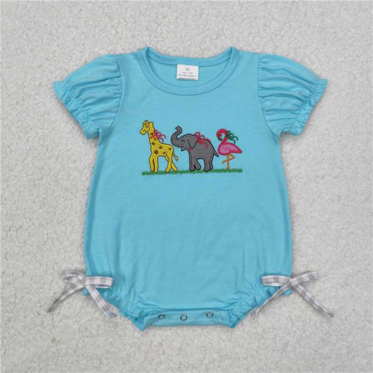 7.11 RTS NO MOQ Summer Baby Girls Bodysuit SR2124 Giraffe Elephant Flamingo Short Sleeve Rompers