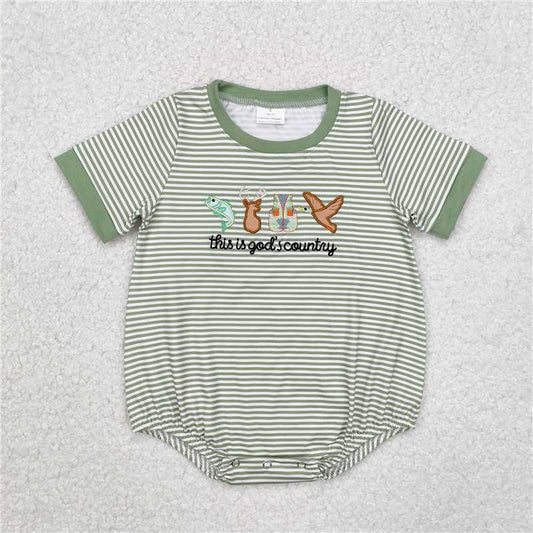 RTS NO MOQ Baby Boys Summer Bodysuit SR2263 God Country Fish Deer Duck Short Sleeve Rompers