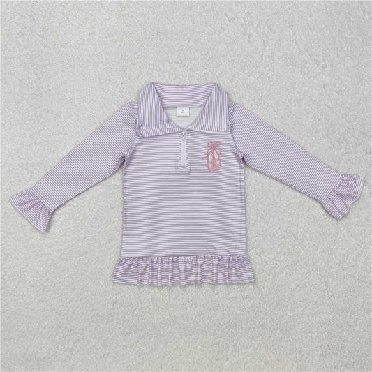 RTS NO MOQ Baby Girls Long Sleeve GT0887 Lavender Dance Shoes Zip Pullovers Tops