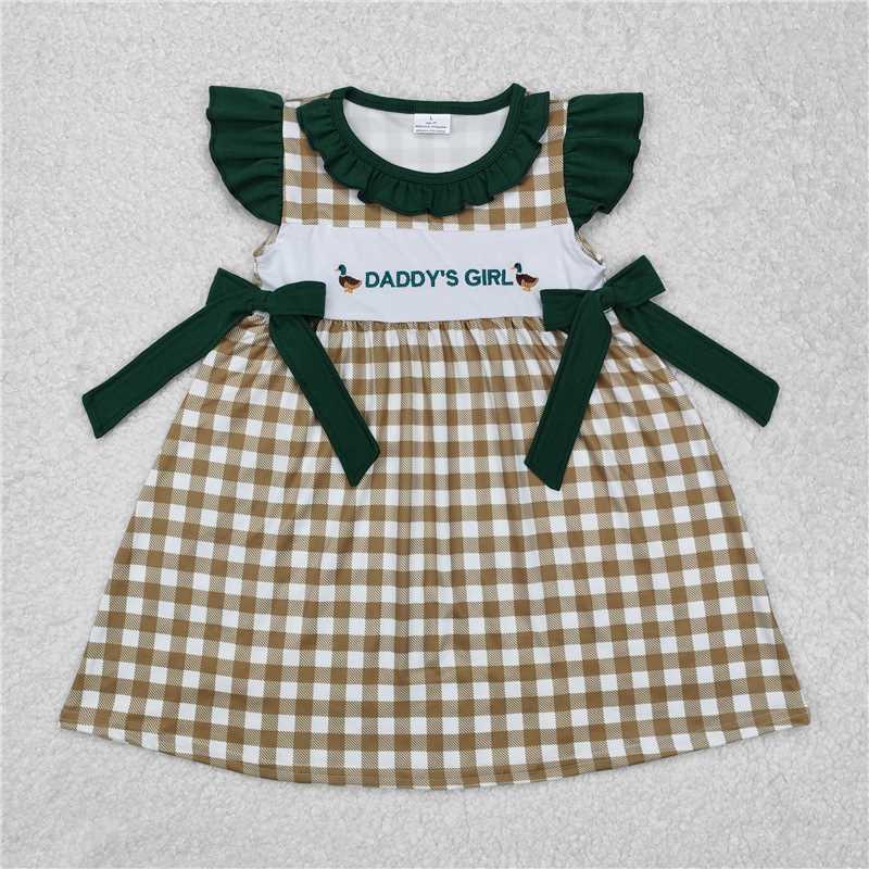 GSD1609 Baby Girls Daddy's Girl Ducks Bows Knee Length Dresses