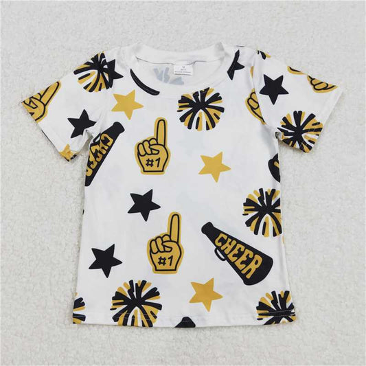 RTS NO MOQ Summer Baby Girls Short Sleeve GT0939 Cheer Golden Team Pullovers Tee Shirts Tops