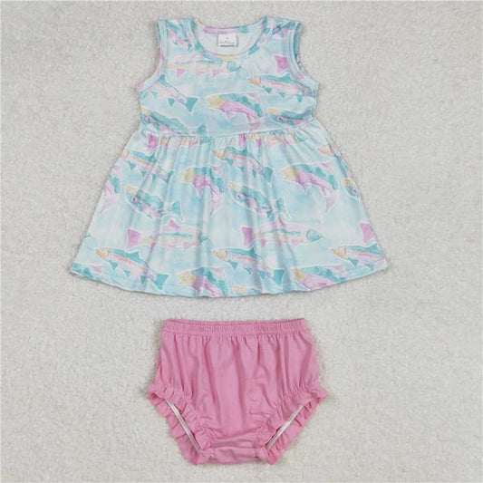 RTS NO MOQ Baby Girls Summer Outifts GBO0449 Pink Flowers Ruffle Tunic Top Bummies Clothes Sets