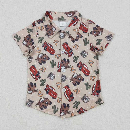 RTS NO MOQ Summer Baby Boys Shirt BT1154 Western Cactus Buttons Tee Shirts Tops