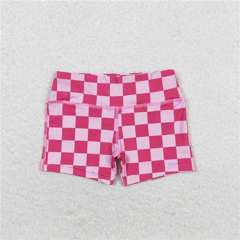 RTS NO MOQ Baby Girls Summer Pants SS0218 Pink Checkered Bottoms Shorts