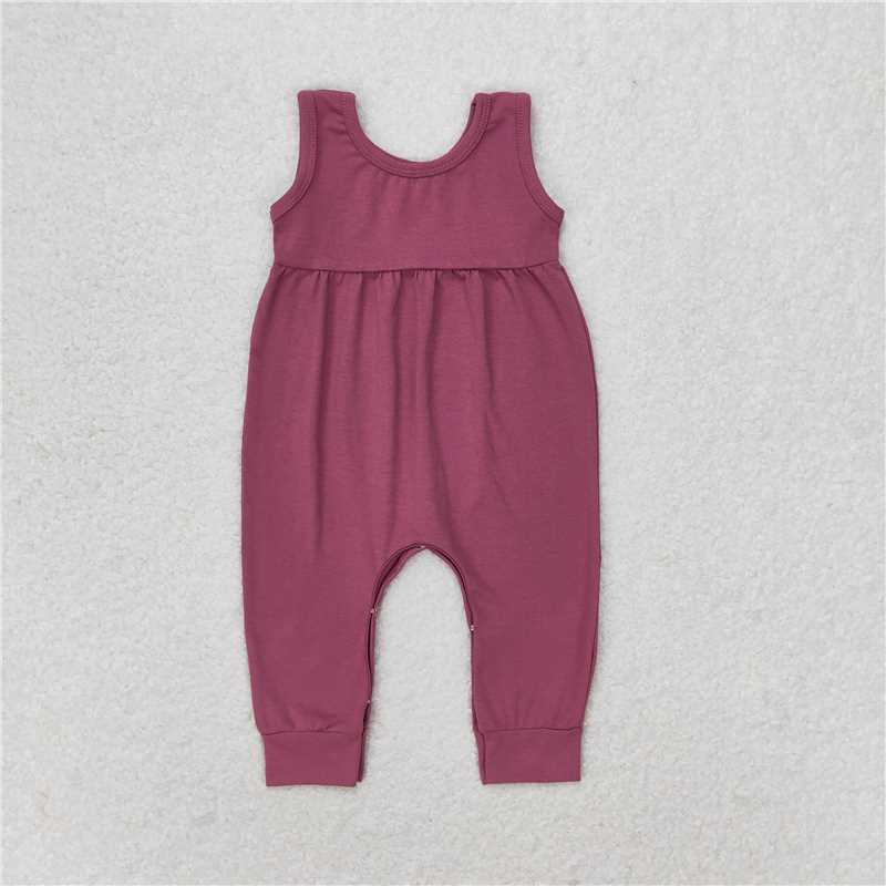 SR1453 Newborn Baby Girls Burgandy Sleeveless Romper