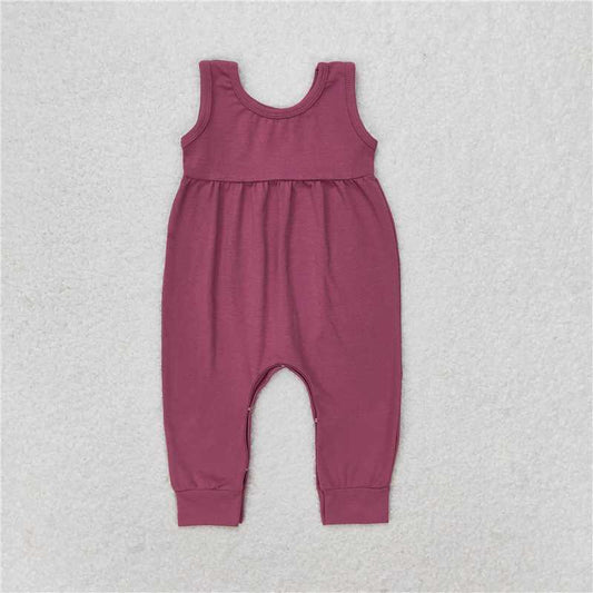 SR1453 Newborn Baby Girls Burgandy Sleeveless Romper