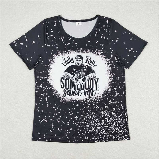 RTS NO MOQ Adult Women Summer Tops GT0529 Black Short Sleeve Tee Shirts