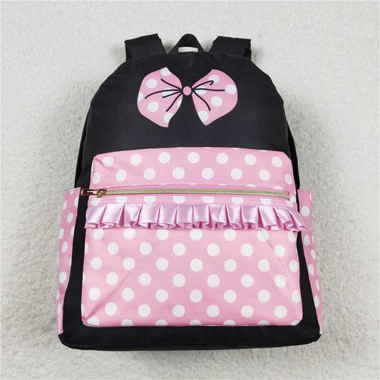 BA0183 Baby Girls Cute Cartoon Pink Polka Dot Packback School Bag