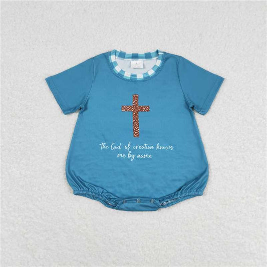 6.27 RTS NO MOQ Baby Boys Summer Bodysuit SR1529 Cross Short Sleeve Summer Rompers