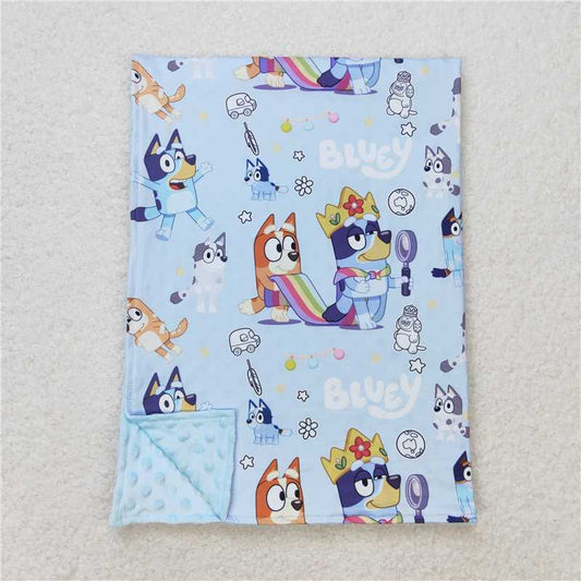 BL0131 Baby Girls Blue Dogs Minky Blankets