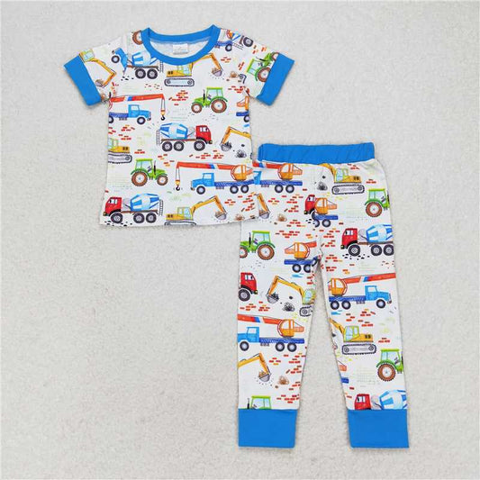 BSPO0385 Baby Boys Excavator Bulldozer Pajama Set