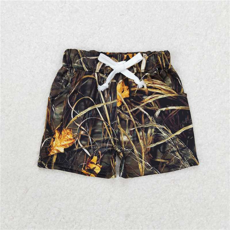 RTS NO MOQ Baby Boys Summer pants SS0280 Camo leaves Pockets Bottoms Shorts