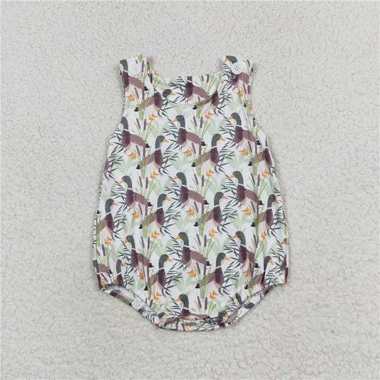 6.27 RTS NO MOQ Baby Boys Summer Bodysuit SR1251 Green Duck Short Sleeve Rompers
