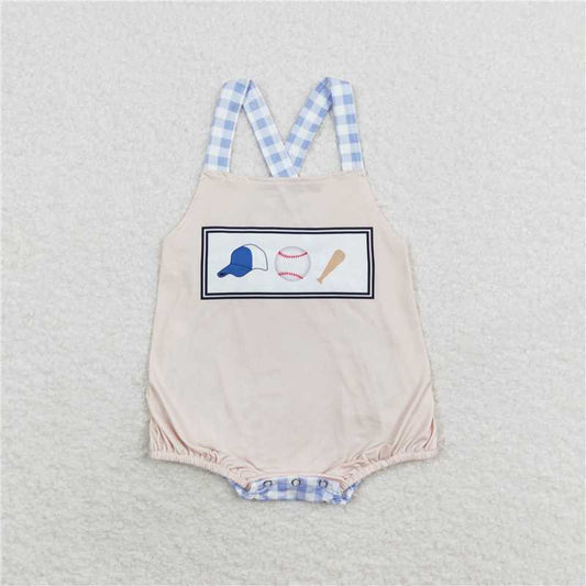 6.27 RTS NO MOQ Baby Boys Summer Bodysuit SR1653 Baseball Straps Rompers