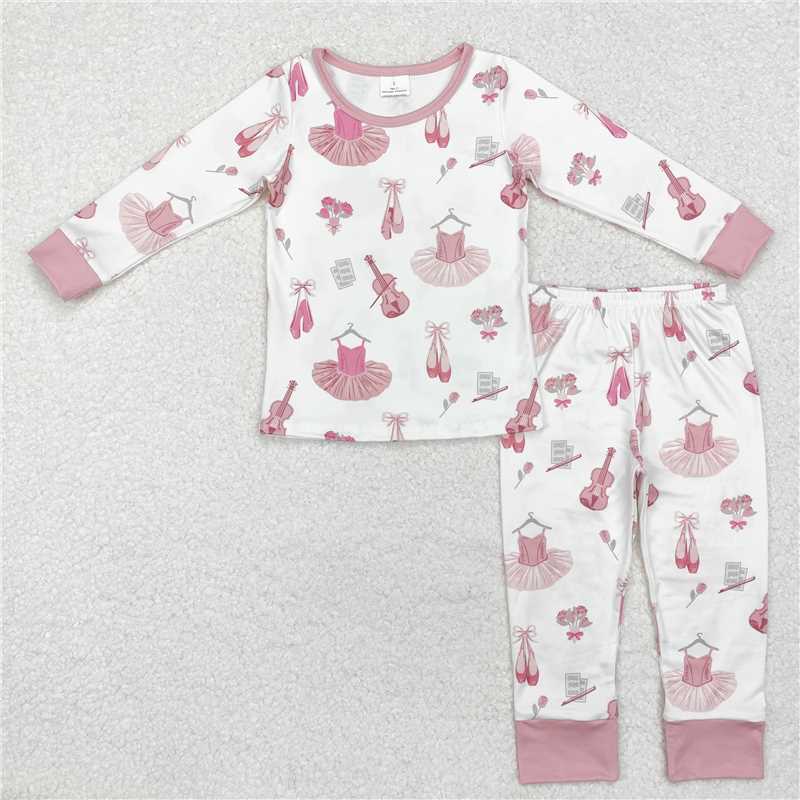 RTS NO MOQ Baby Girls Long Sleeve Outfits GLP2023 Pink Music Dance Shirt Pants Pajamas Clothes Sets