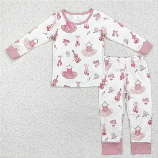 RTS NO MOQ Baby Girls Long Sleeve Outfits GLP2023 Pink Music Dance Shirt Pants Pajamas Clothes Sets
