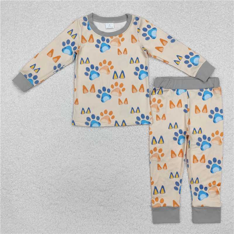 BLP0976 Baby Boys Dog Paw Top Pants Pajamas Clothes Sets