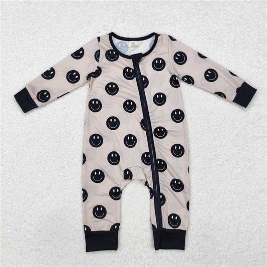 5.15 RTS NO MOQ Baby Boys Bodysuit LR1434 Long Sleeve Black Fall Bamboo Rompers