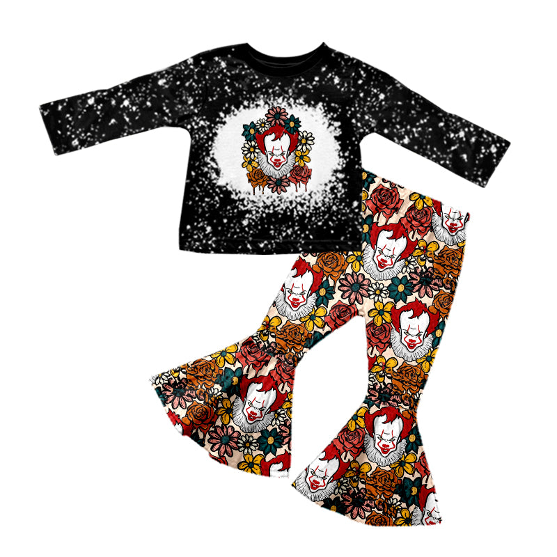 MOQ:5 halloween black design long Sleeve Wholesale Boutique Kid Clothing