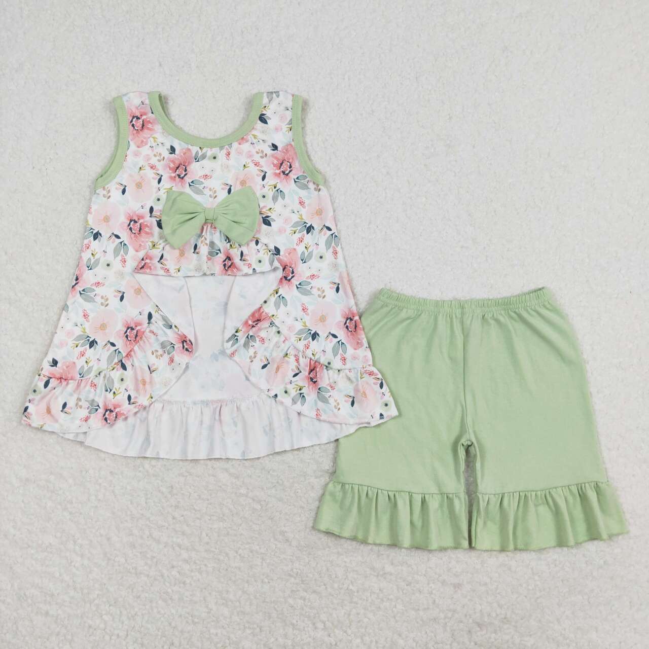 GSSO1178 Baby Girls I Love Dad Floral Top Ruffle Shorts Set