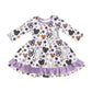 MOQ:5 Purple Long Sleeve Wholesale Boutique Kid Clothing Kid Dresses