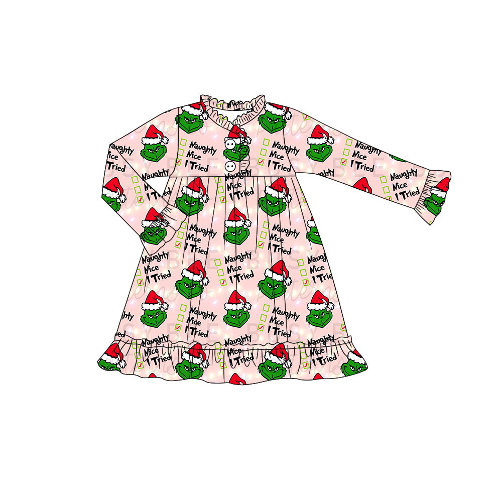 MOQ:5  Christmas Girl Long Sleeve Wholesale Boutique Kid Clothing Kid Dresses