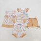 RTS NO MOQ Summer Sibling  Baby Girls I Love Mom Floral Sibling Sister Brother Shorts Clothes Sets