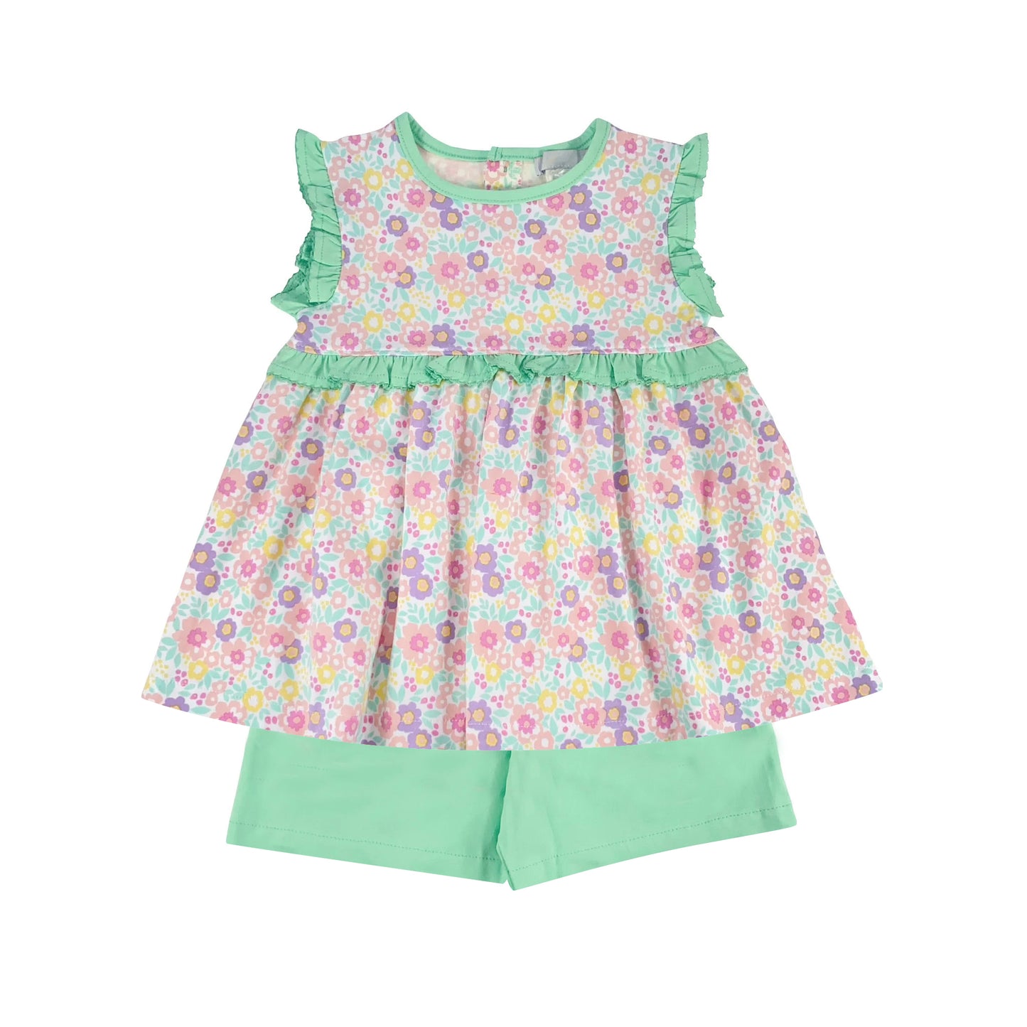 GSSO1134 Green Girl Clothes Summer Short Sleeve Outfit Kid Clothing Set