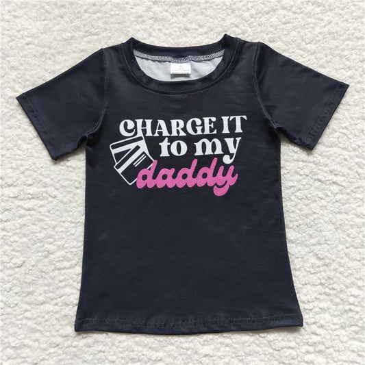 6.5 RTS NO MOQ Summer Baby Girls Short Sleeve GT0314 Black Daddy Girl Short Sleeve Tee Shirts