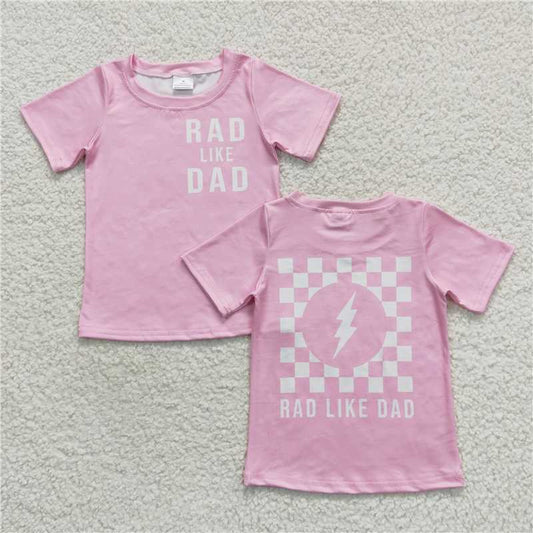 6.5 RTS NO MOQ Summer Baby Girls Short Sleeve GT0309 Pink Checkered Short Sleeve Tee Shirt Tops
