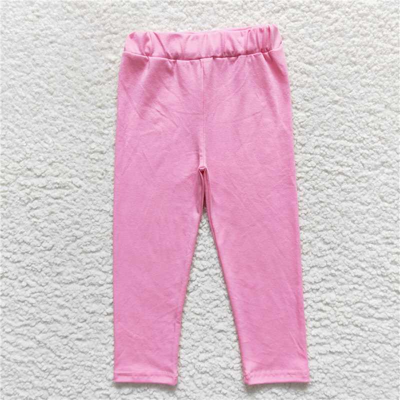 5.23 RTS NO MOQ Baby Girls Long Pants P0212 Pink Cotton Legging Pants