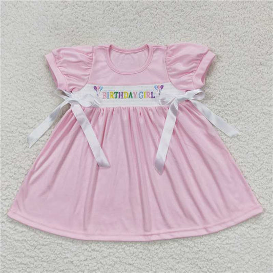 8.2 RTS NO MOQ Summer Baby Girls Dresses GSD0433 Birthday Girl Bows Smocked Dresses