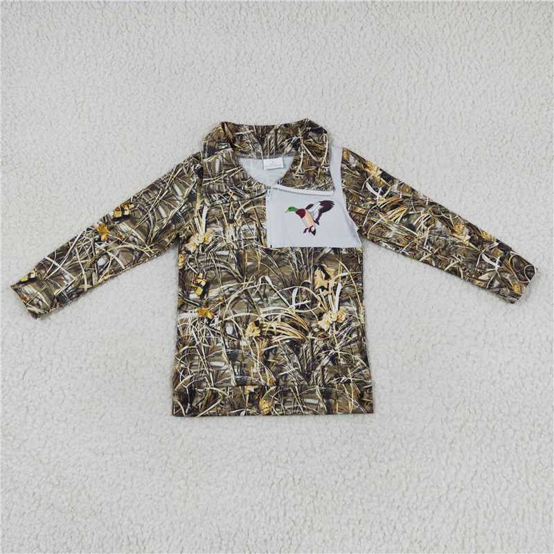 6.30 RTS NO MOQ Baby Boys Long Sleeve BT0332 Camo Hunting Duck Zip Pullover Jackets Tops