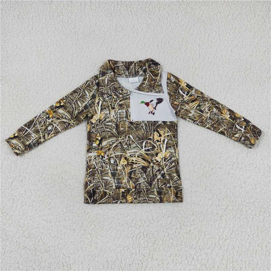 6.30 RTS NO MOQ Baby Boys Long Sleeve BT0332 Camo Hunting Duck Zip Pullover Jackets Tops