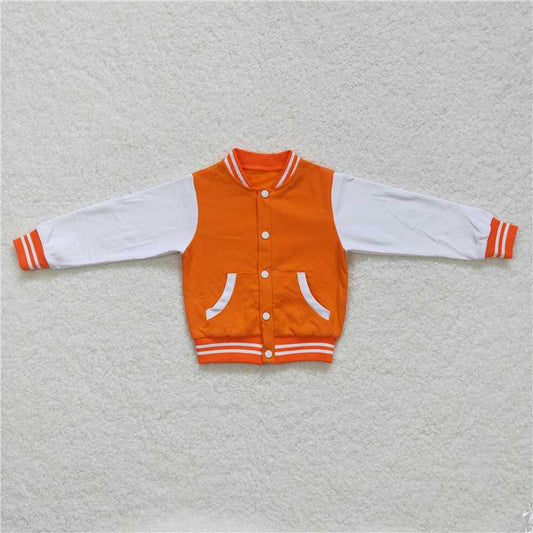7.1 RTS NO MOQ Baby Boys Long Sleeve BT0268 Baseball Orange Long Sleeve Jackets