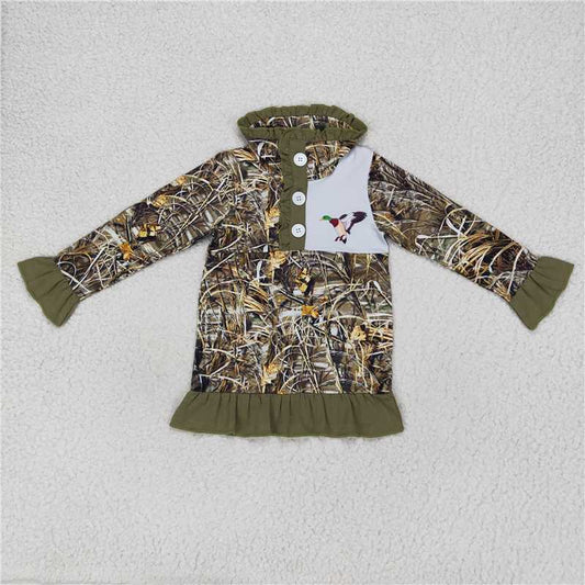 5.22 RTS NO MOQ Baby Girls Long Sleeve GT0312 Camo Hunting Duck Ruffle Pullover Jackets Tops