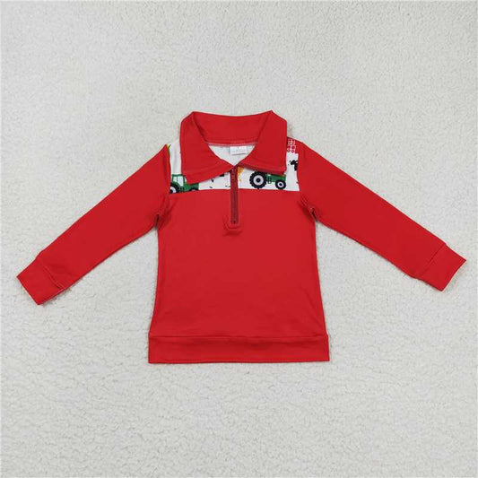 7.1 RTS NO MOQ Baby Boys Long Sleeve BT0347 Long Sleeve Fall Farm Pullover Tee Shirts