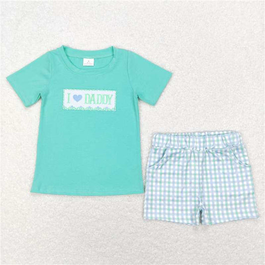 RTS NO MOQ Baby Boys kids Summer Sets BSSO0406 I Love Daddy Shirt Shorts Father's Day Outfits Clothing Sets